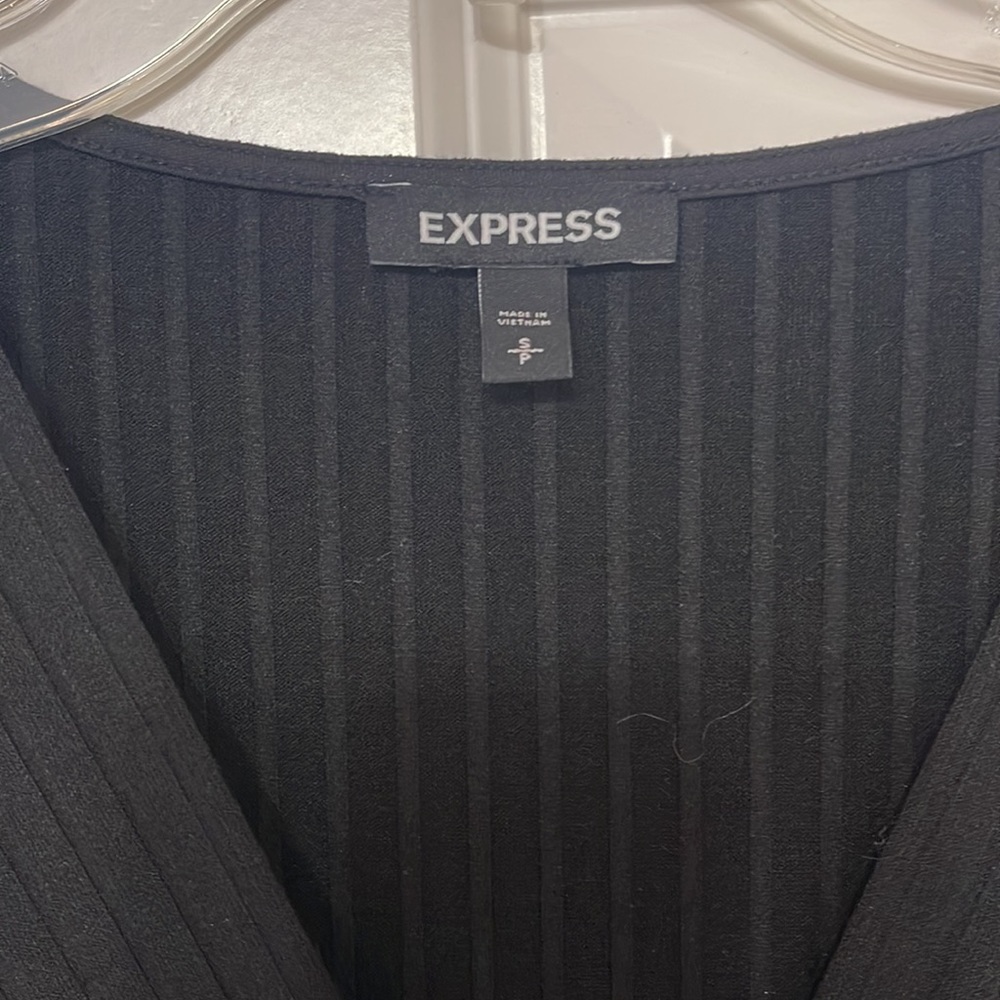 EXPRESS Ribbed Wrap Front Long Sleeve Maxi Dress - Picture 3 of 6